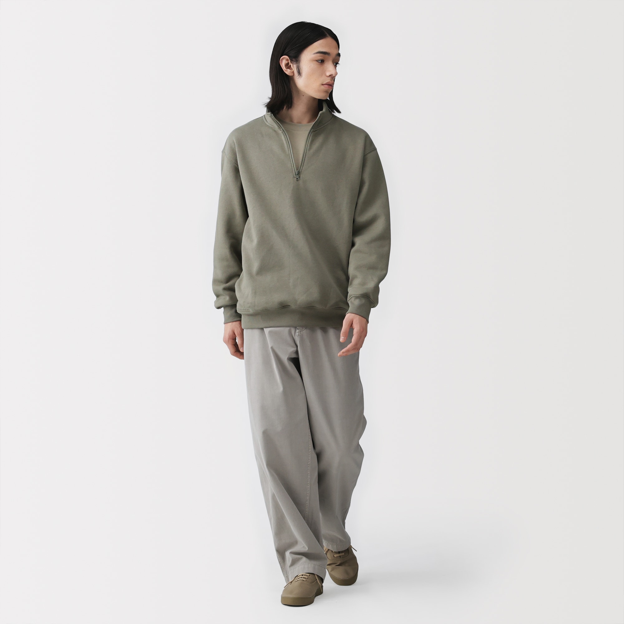 紳士　ハーフジップスウェットシャツ