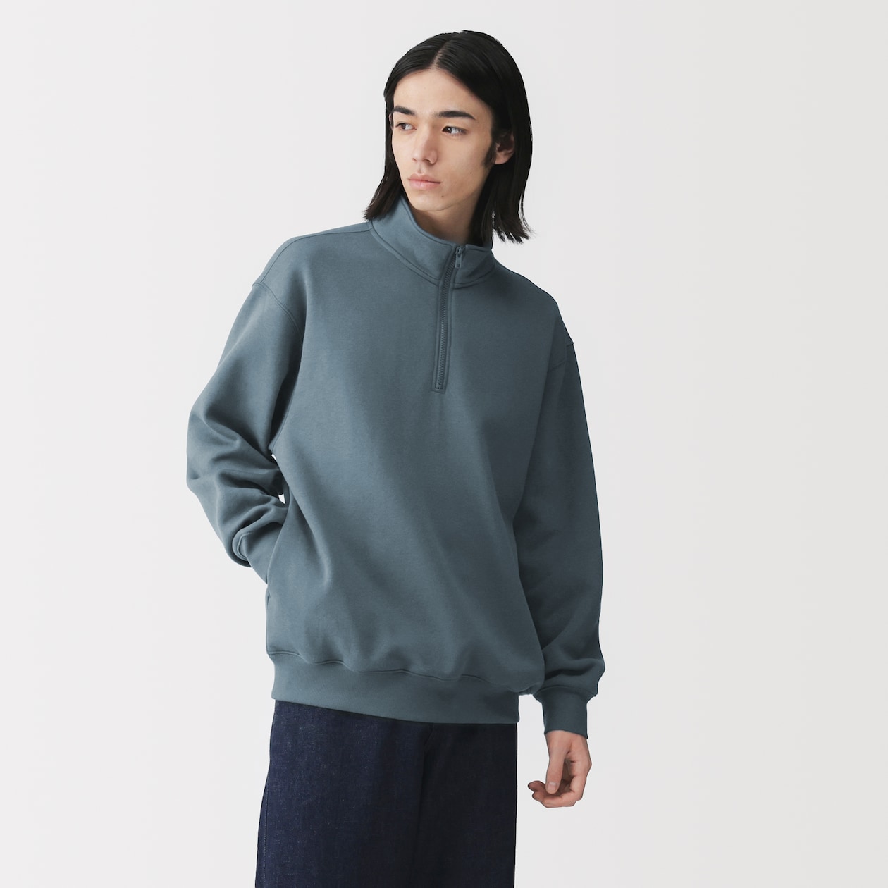 紳士　ハーフジップスウェットシャツ