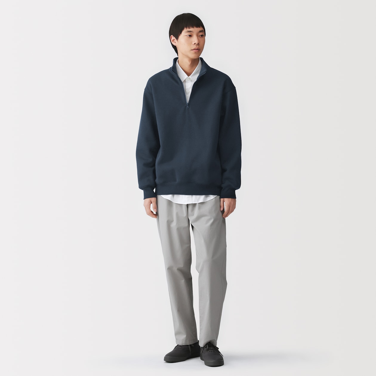 紳士　ハーフジップスウェットシャツ