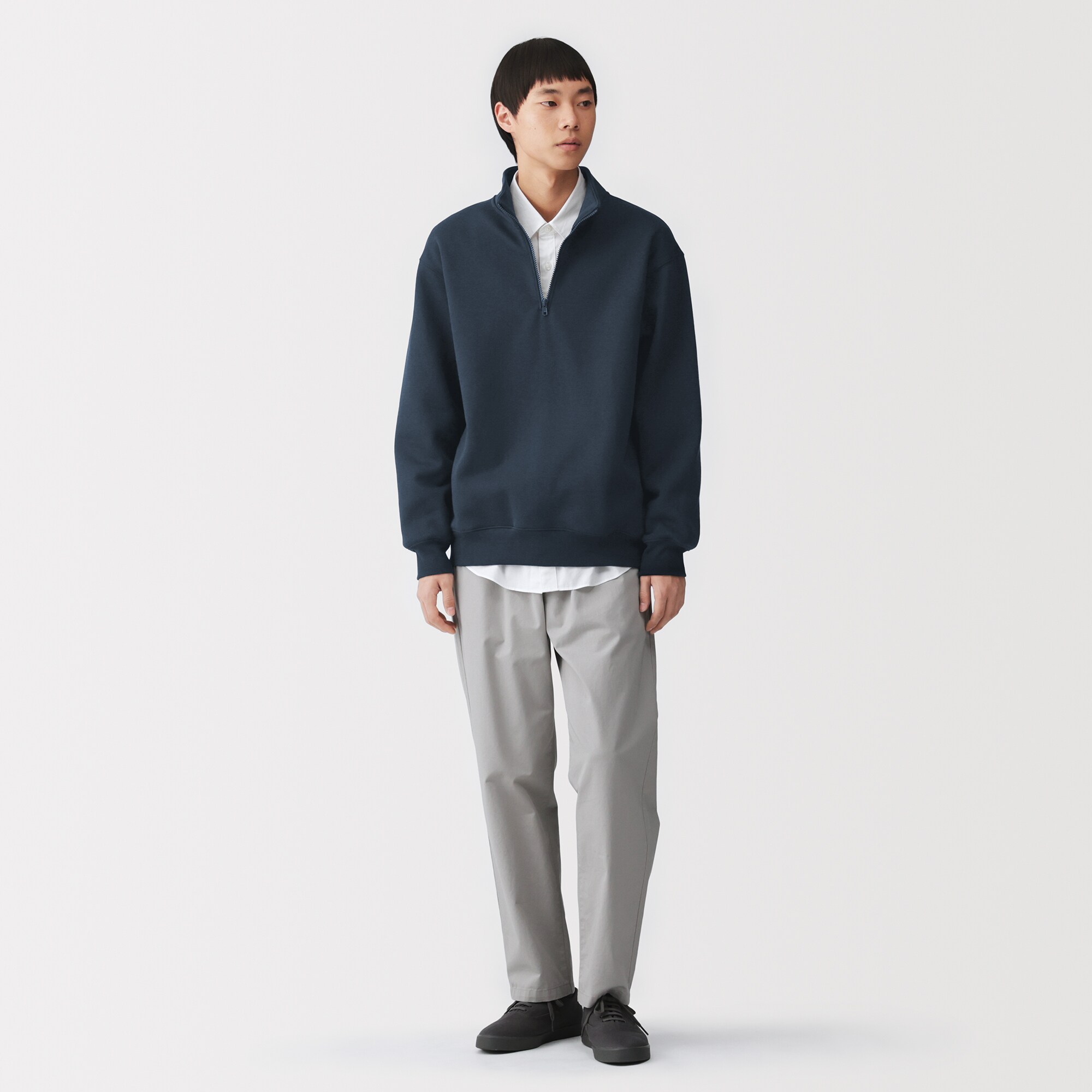 紳士　ハーフジップスウェットシャツ