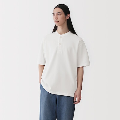 紳士 洗いざらし太番手ボートネック九分袖Tシャツ | 無印良品