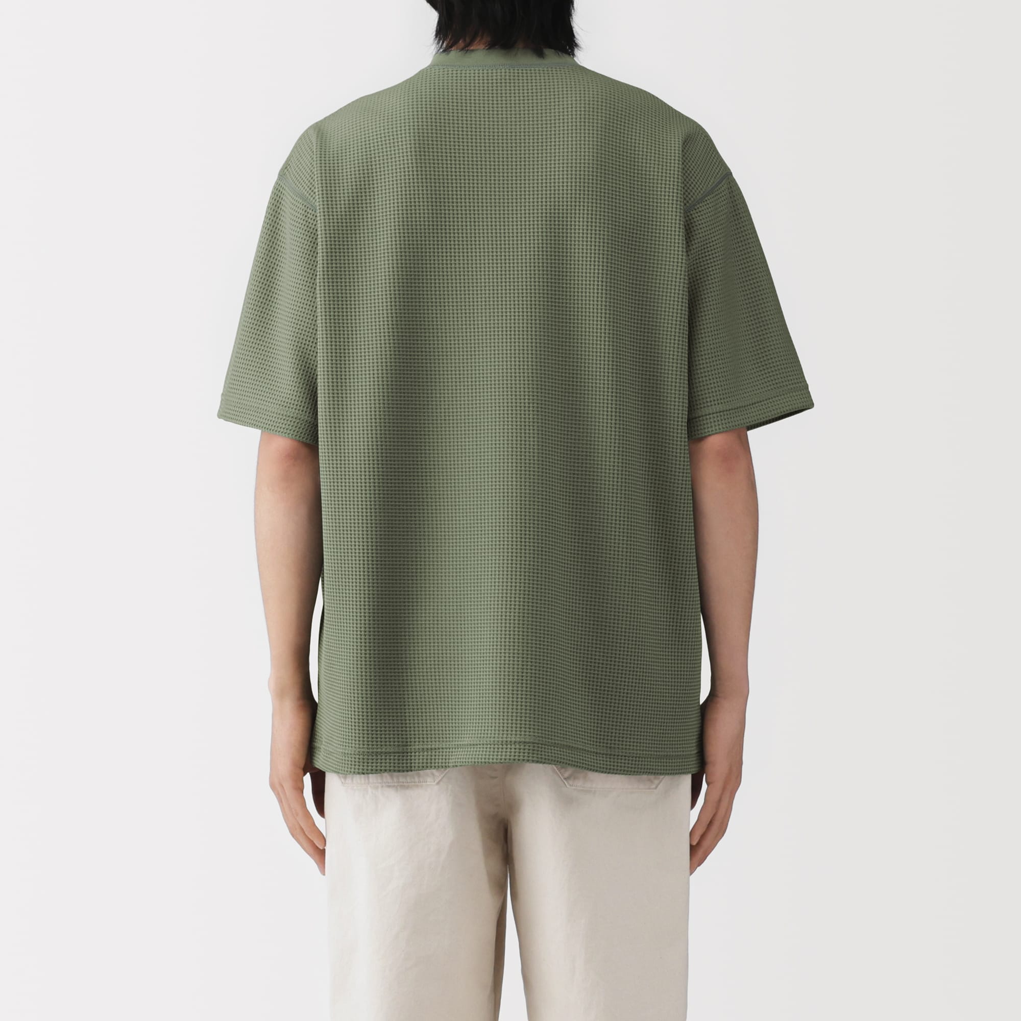 紳士　ＵＶカット乾きやすいワッフルヘンリーネック半袖Ｔシャツ