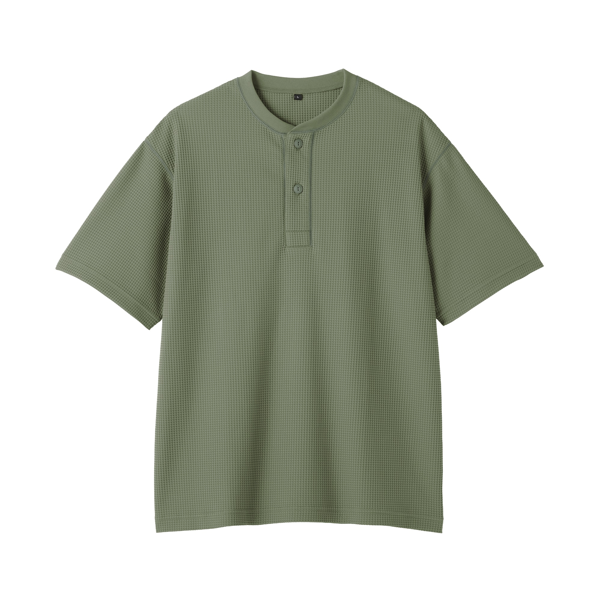 紳士　ＵＶカット乾きやすいワッフルヘンリーネック半袖Ｔシャツ