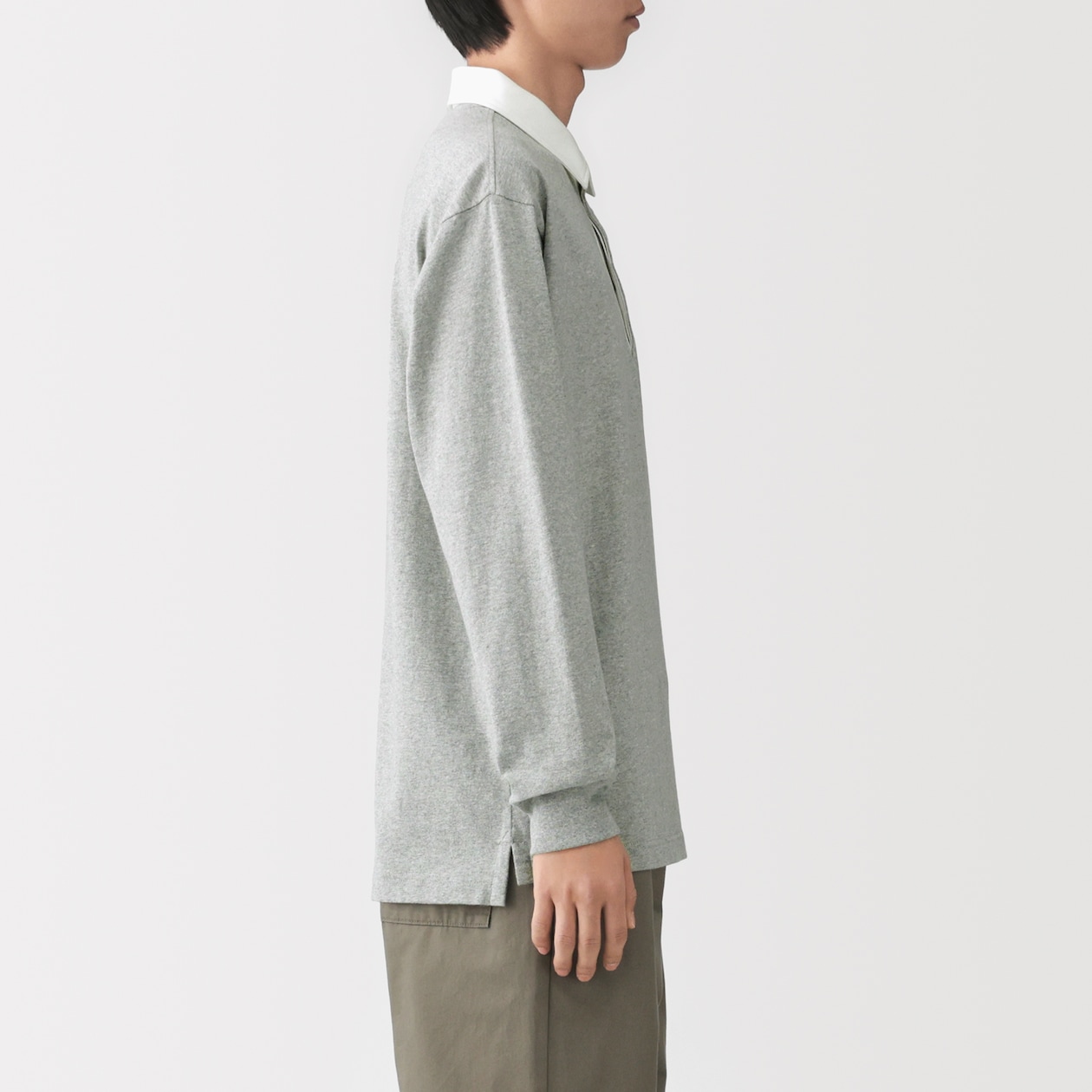 紳士　洗いざらし太番手長袖ラガーシャツ