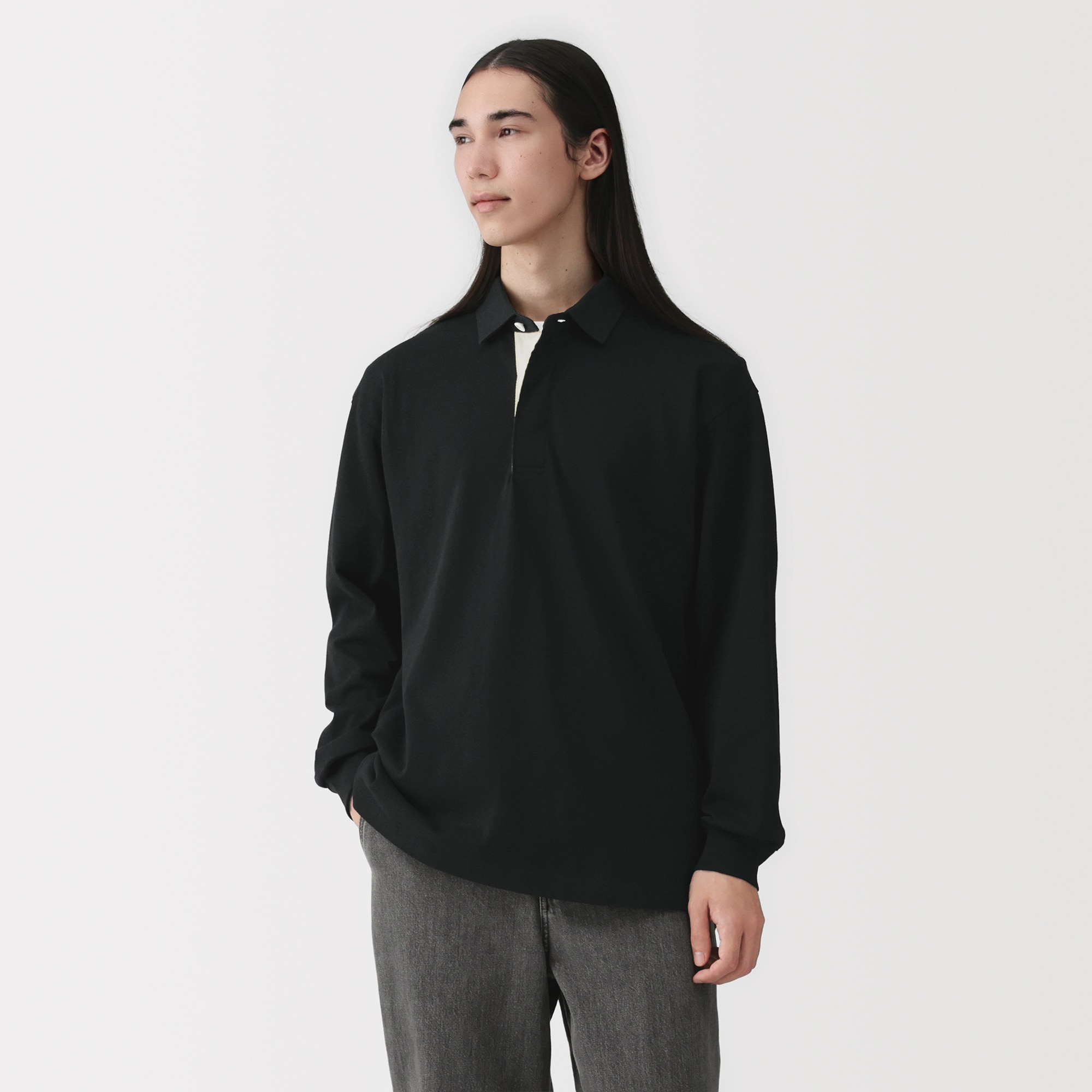 紳士 洗いざらし太番手長袖ラガーシャツ | 無印良品