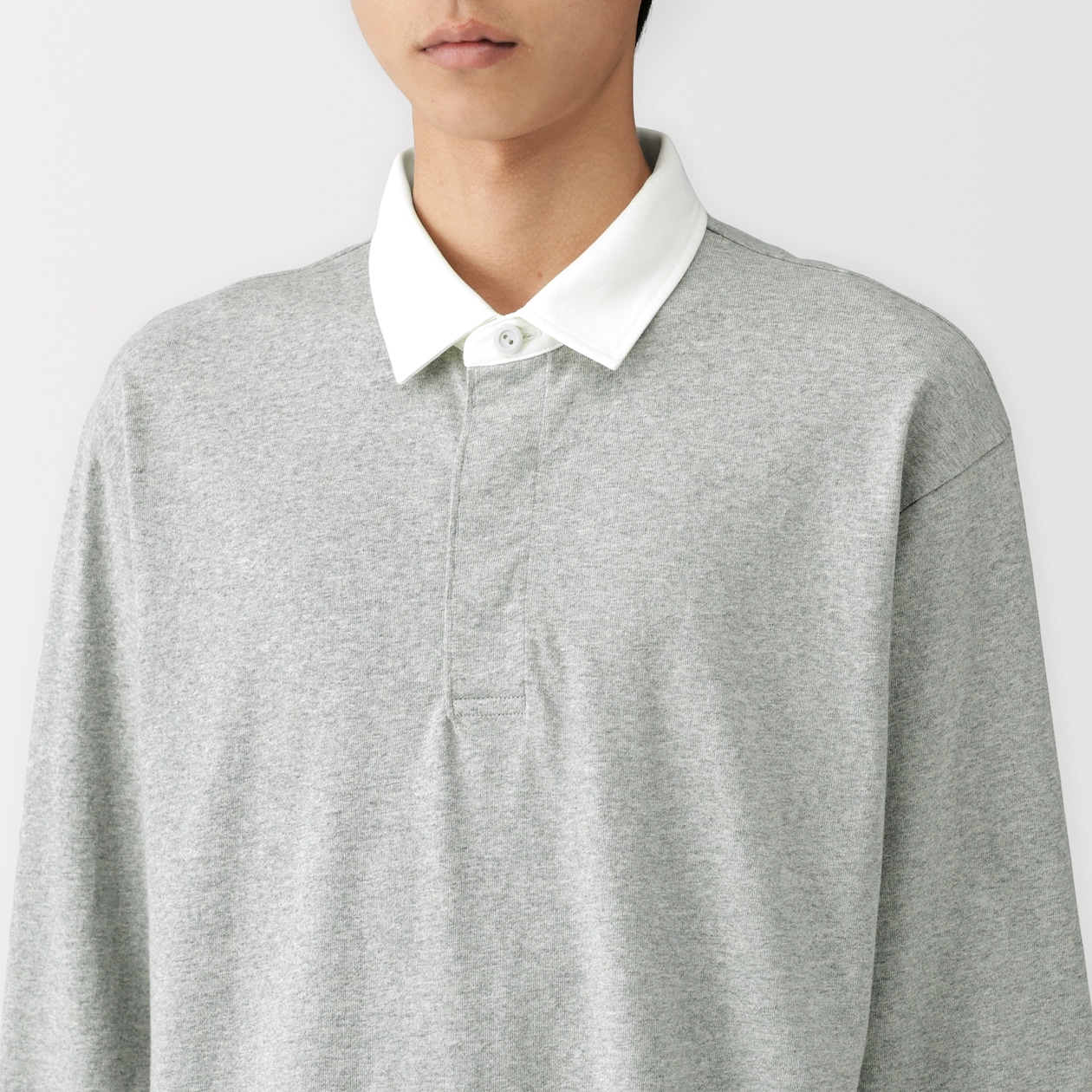 紳士　洗いざらし太番手長袖ラガーシャツ