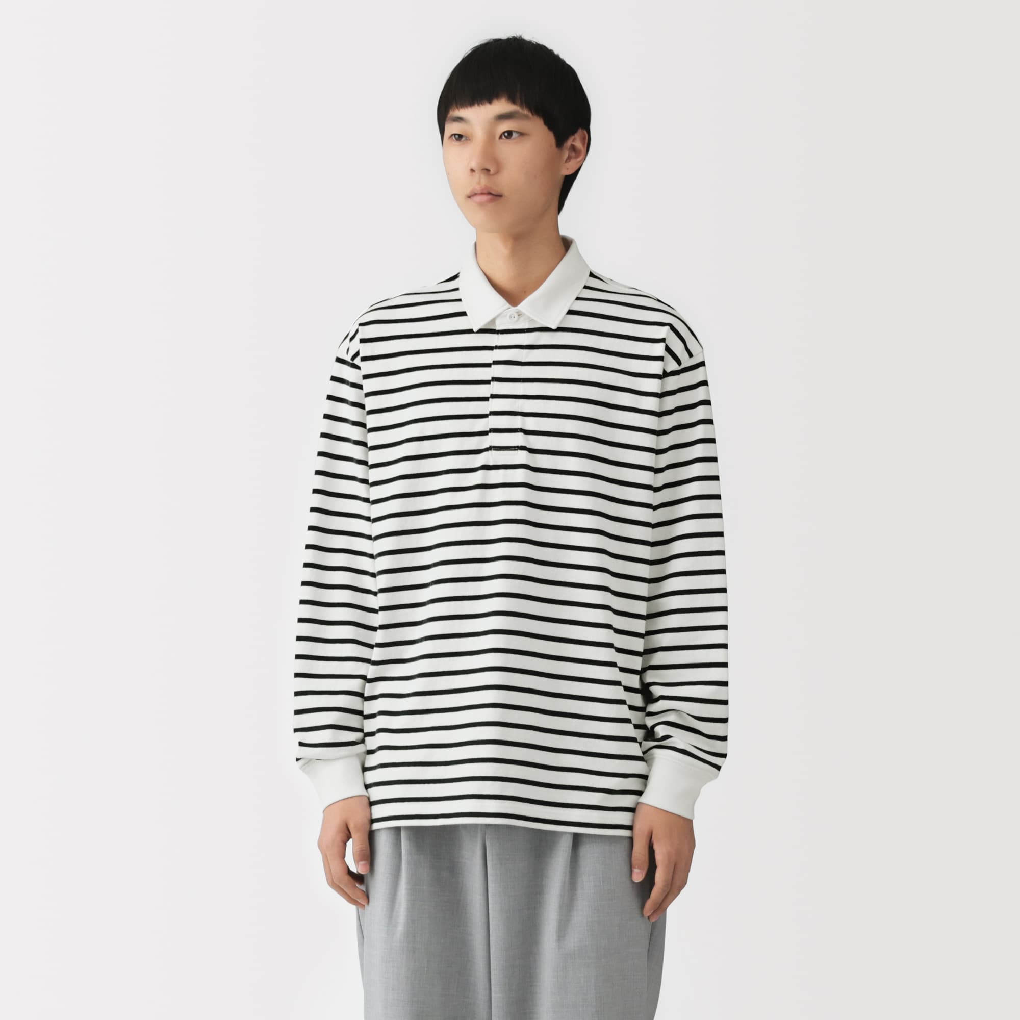 紳士 洗いざらし太番手長袖ラガーシャツ | 無印良品