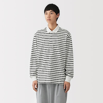 紳士　洗いざらし太番手長袖ラガーシャツ