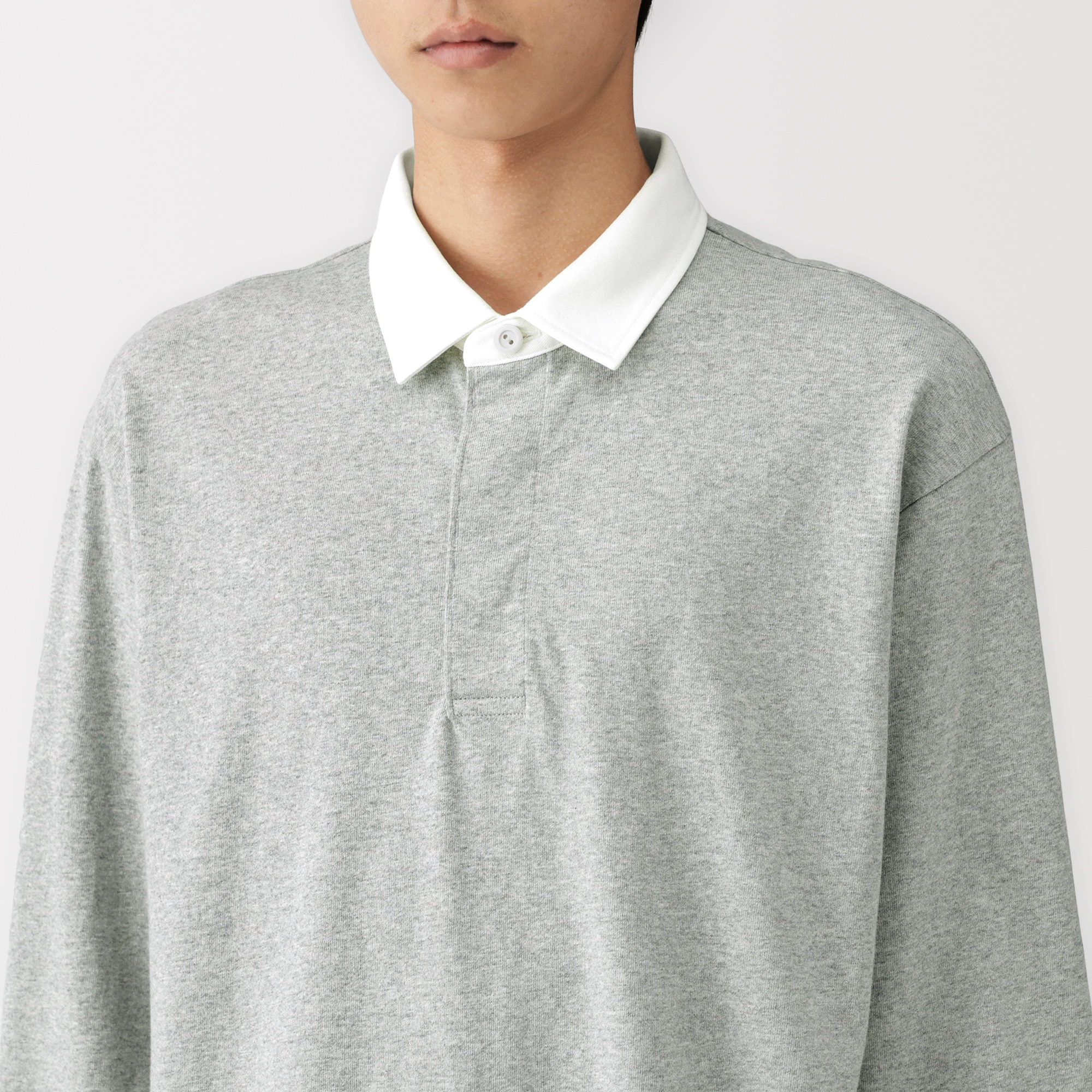 紳士　洗いざらし太番手長袖ラガーシャツ