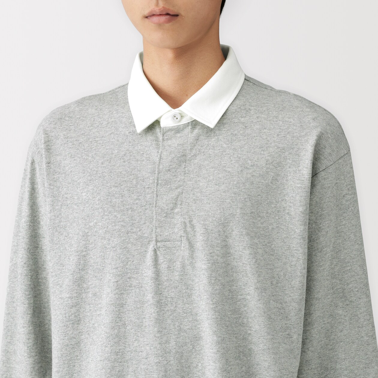 紳士　洗いざらし太番手長袖ラガーシャツ