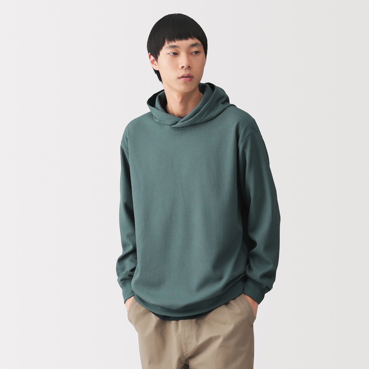 ＜循環＞紳士　ＵＶカット乾きやすいワッフルプルパーカ