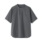 紳士　涼感ヘンリーネック半袖布帛Ｔシャツ