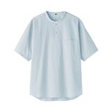 紳士　涼感ヘンリーネック半袖布帛Ｔシャツ