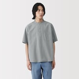紳士　涼感ヘンリーネック半袖布帛Ｔシャツ