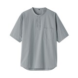 紳士　涼感ヘンリーネック半袖布帛Ｔシャツ