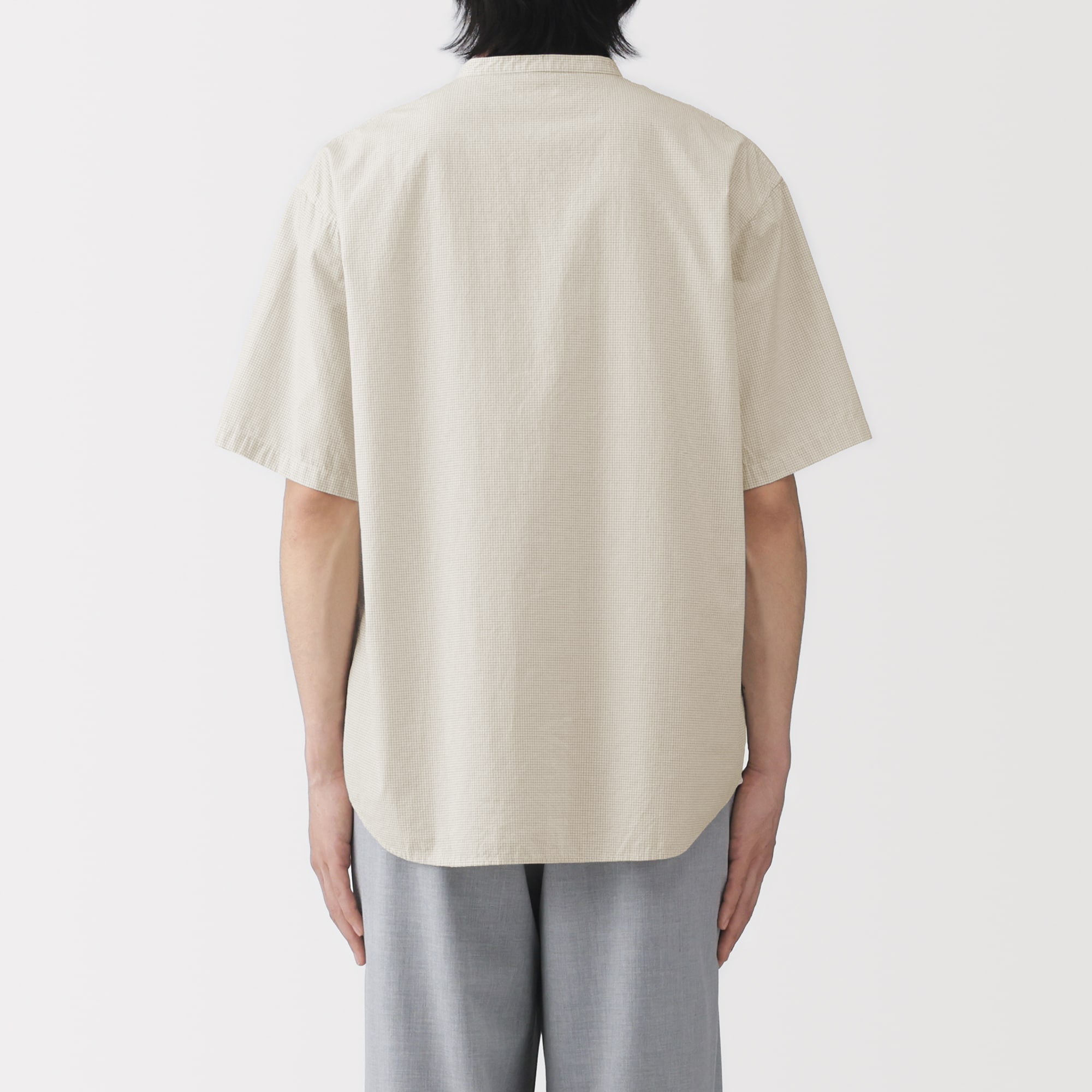 紳士　涼感ヘンリーネック半袖布帛Ｔシャツ