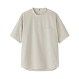 紳士　涼感ヘンリーネック半袖布帛Ｔシャツ