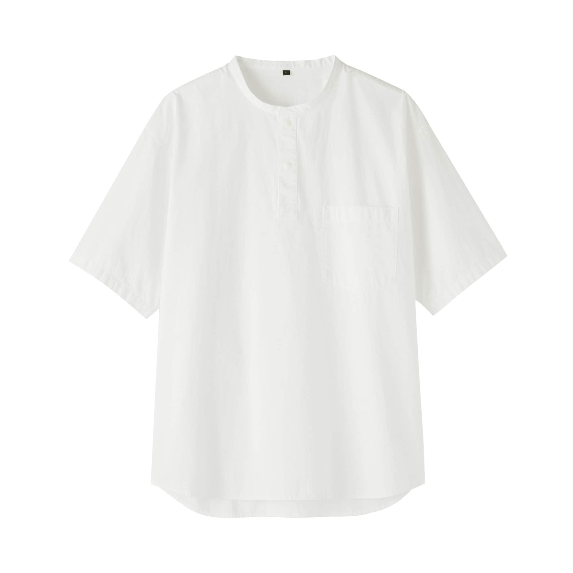 紳士　涼感ヘンリーネック半袖布帛Ｔシャツ