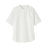 紳士　涼感ヘンリーネック半袖布帛Ｔシャツ