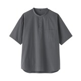 紳士　涼感ヘンリーネック半袖布帛Ｔシャツ