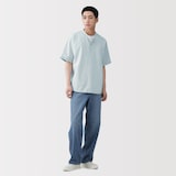 紳士　涼感ヘンリーネック半袖布帛Ｔシャツ
