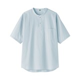 紳士　涼感ヘンリーネック半袖布帛Ｔシャツ