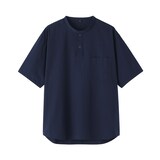 紳士　涼感ヘンリーネック半袖布帛Ｔシャツ