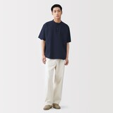 紳士　涼感ヘンリーネック半袖布帛Ｔシャツ