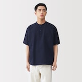 紳士　涼感ヘンリーネック半袖布帛Ｔシャツ
