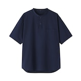 紳士　涼感ヘンリーネック半袖布帛Ｔシャツ