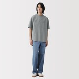 紳士　涼感ヘンリーネック半袖布帛Ｔシャツ