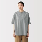 紳士　涼感ヘンリーネック半袖布帛Ｔシャツ
