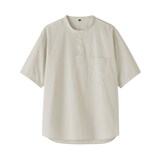 紳士　涼感ヘンリーネック半袖布帛Ｔシャツ