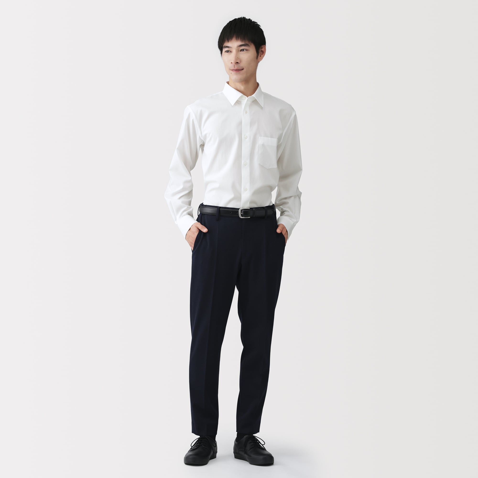 紳士 ノンアイロンセミワイドカラー長袖シャツ | 無印良品