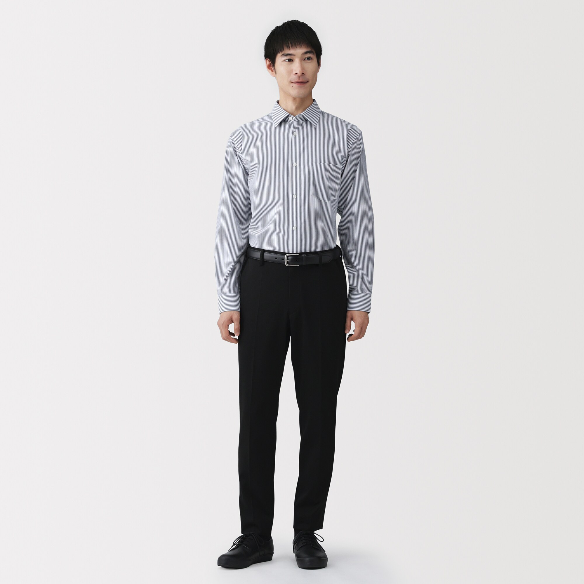 紳士　ノンアイロンセミワイドカラー長袖シャツ