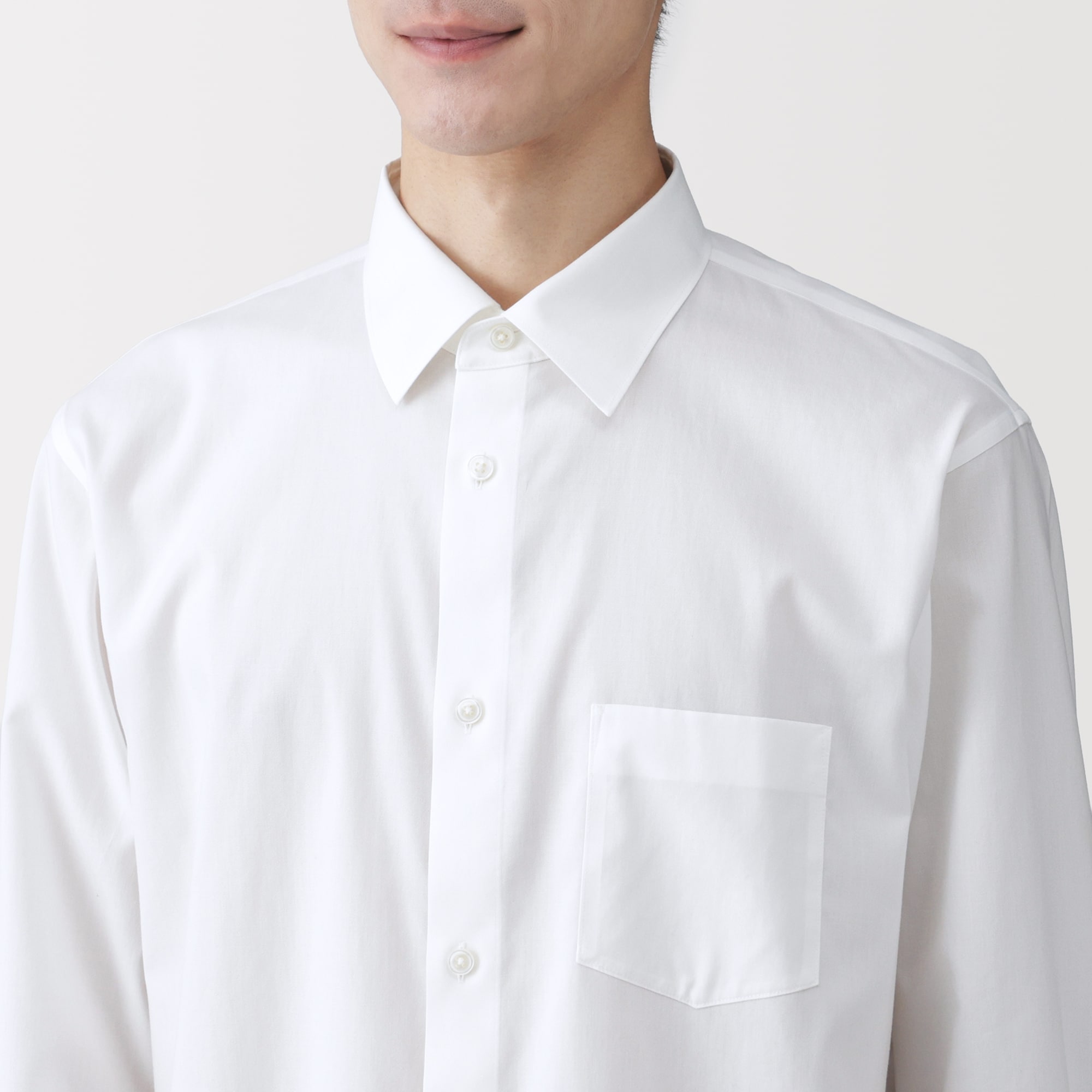 紳士　ノンアイロンセミワイドカラー長袖シャツ