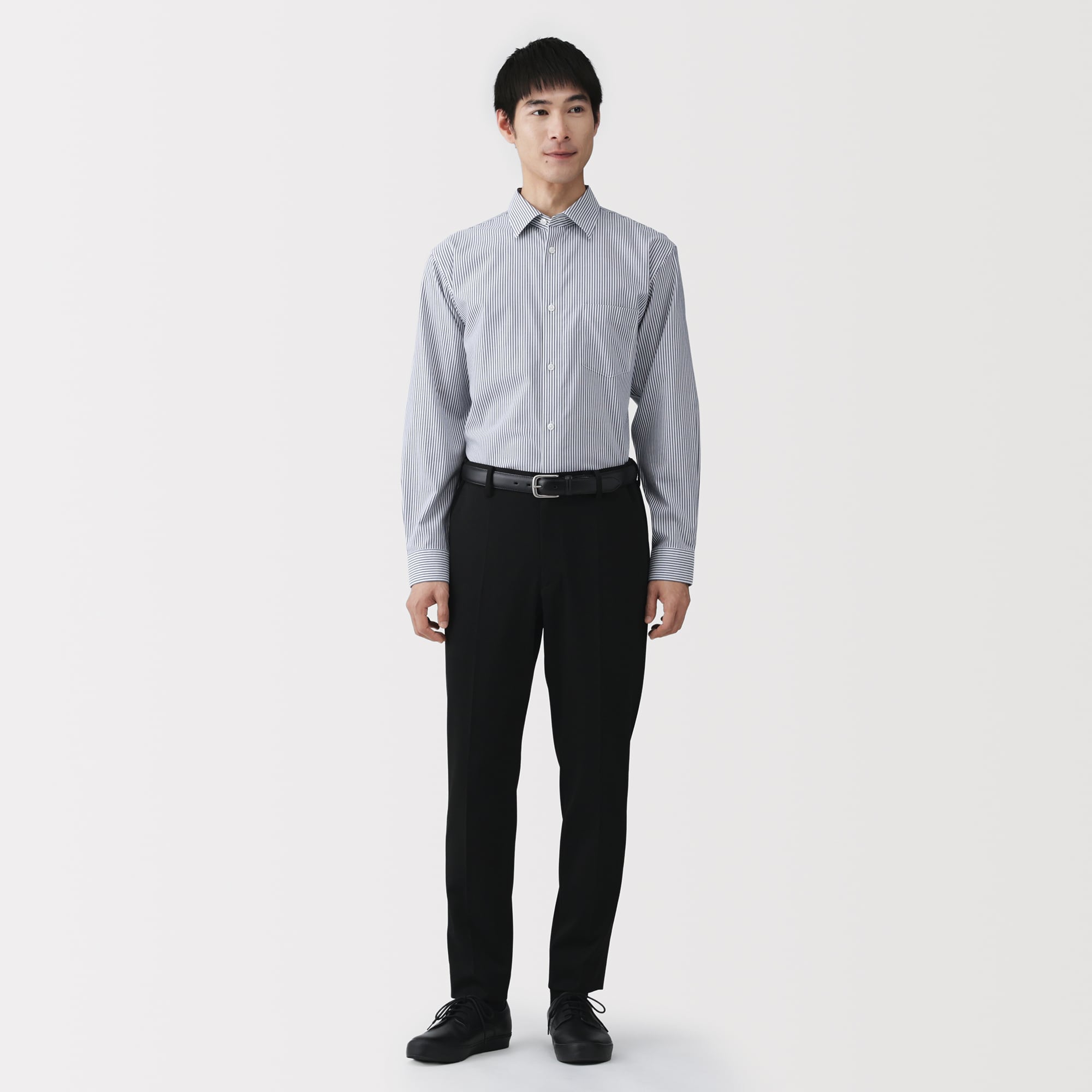 紳士　ノンアイロンセミワイドカラー長袖シャツ