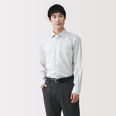 紳士　ノンアイロンセミワイドカラー長袖シャツ