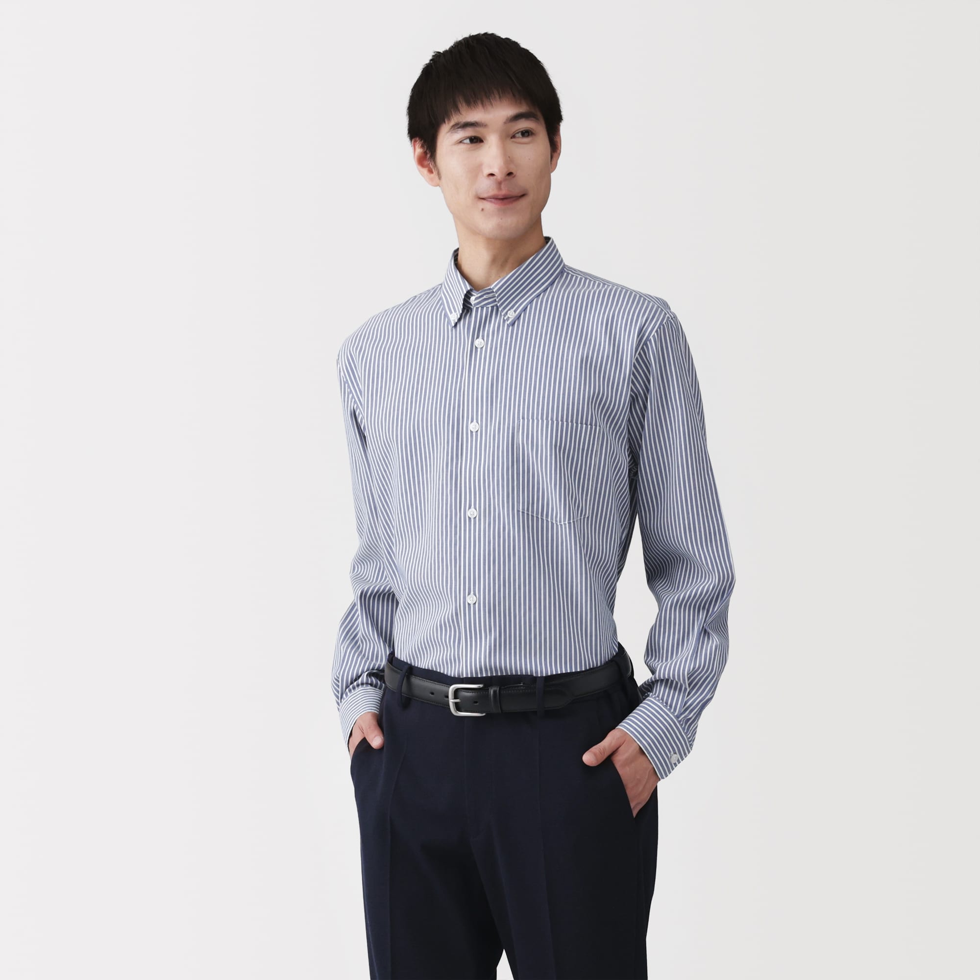 紳士　ノンアイロンボタンダウン長袖シャツ