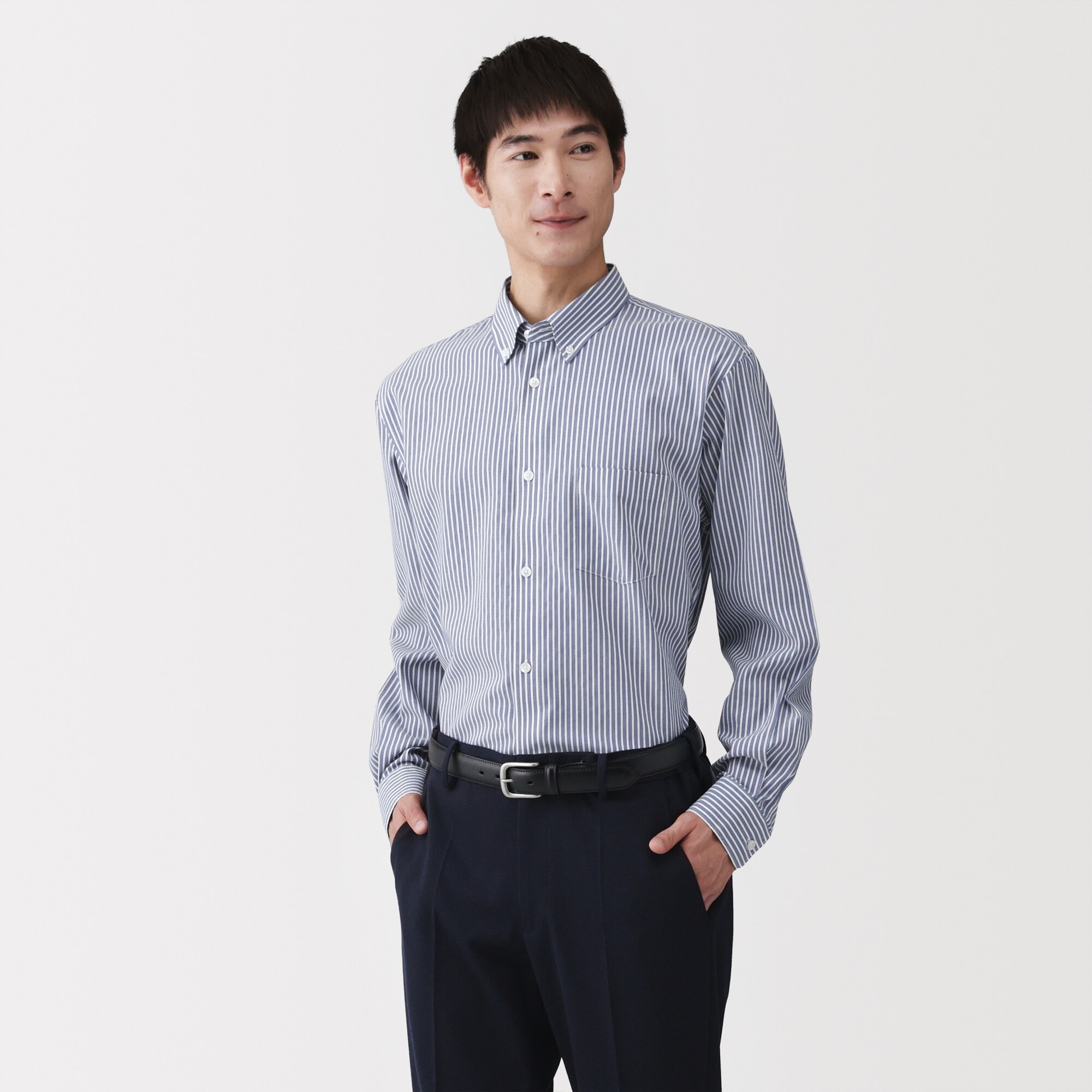 紳士　ノンアイロンボタンダウン長袖シャツ