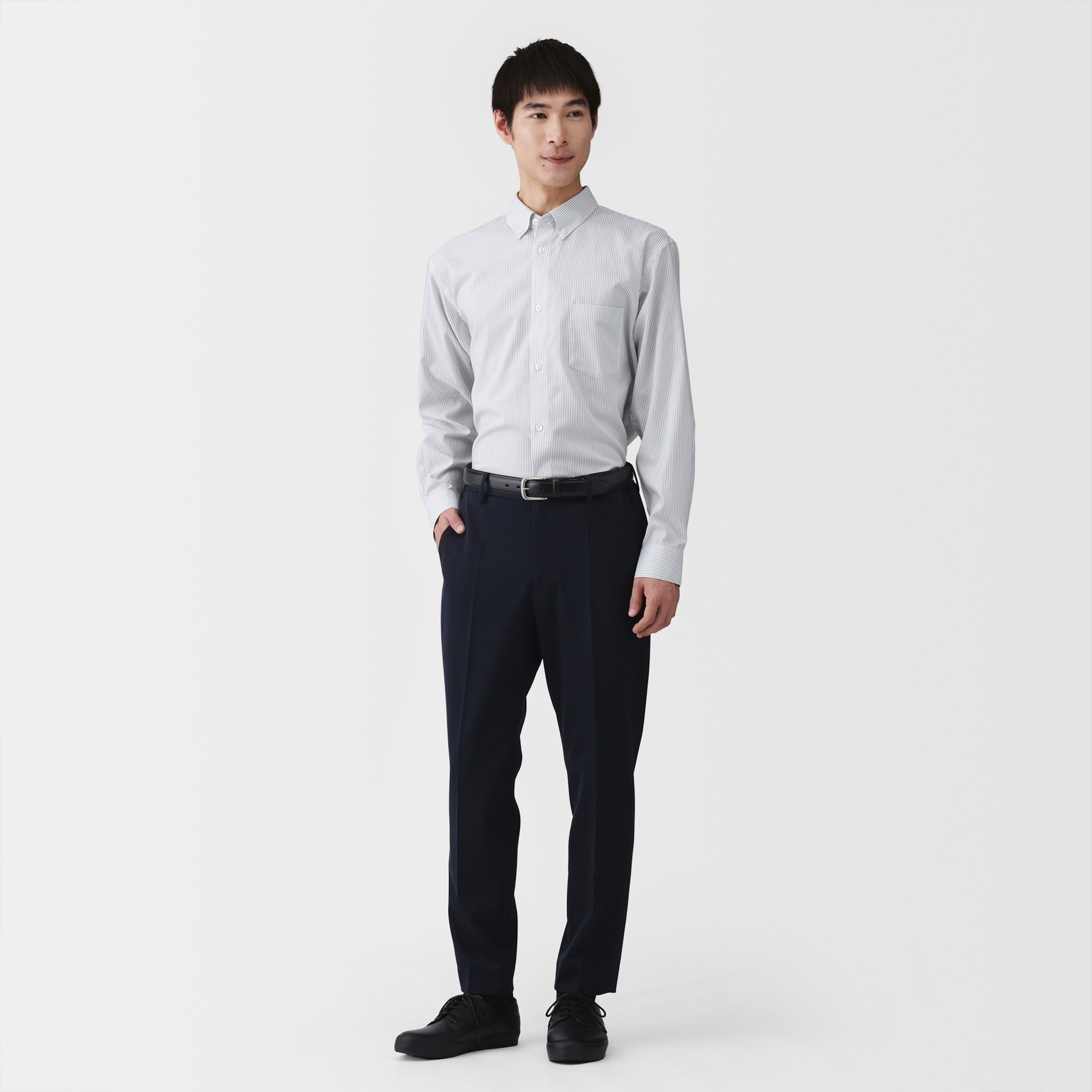 紳士　ノンアイロンボタンダウン長袖シャツ