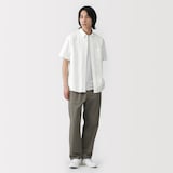 紳士　洗いざらしオックスボタンダウン半袖シャツ