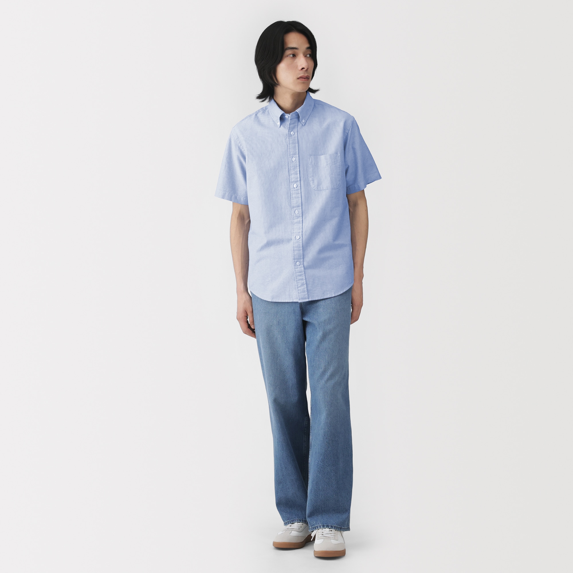 紳士 洗いざらしオックスボタンダウン半袖シャツ | 無印良品