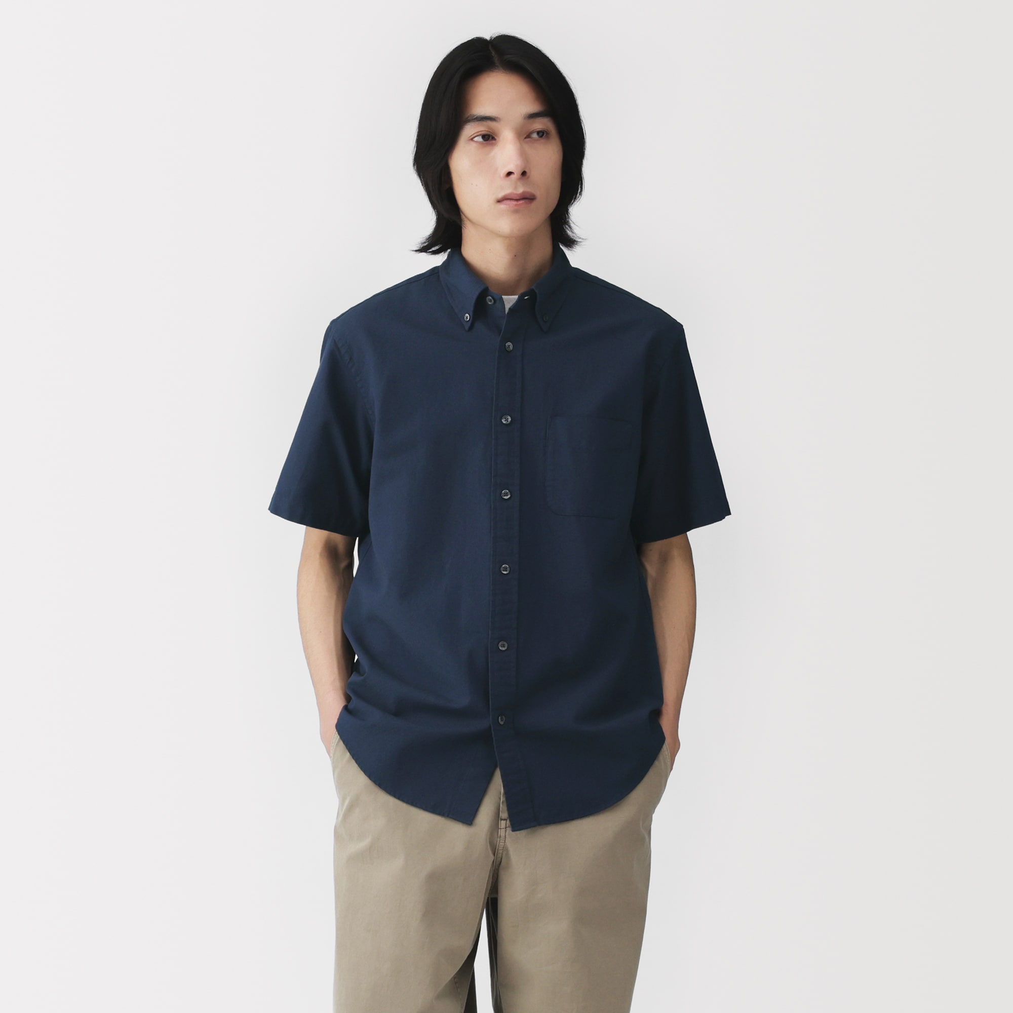 紳士 洗いざらしオックスボタンダウン半袖シャツ | 無印良品