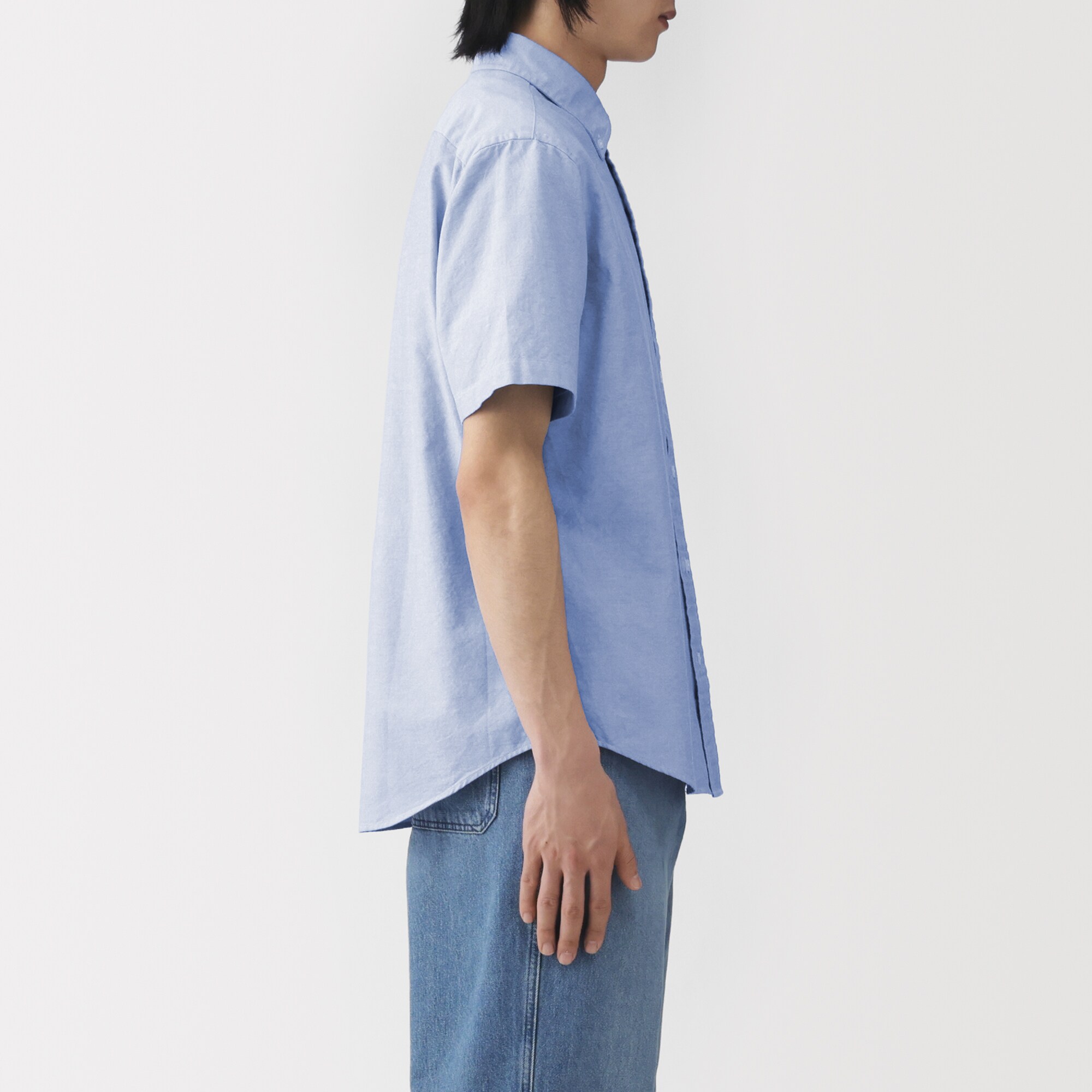 紳士　洗いざらしオックスボタンダウン半袖シャツ