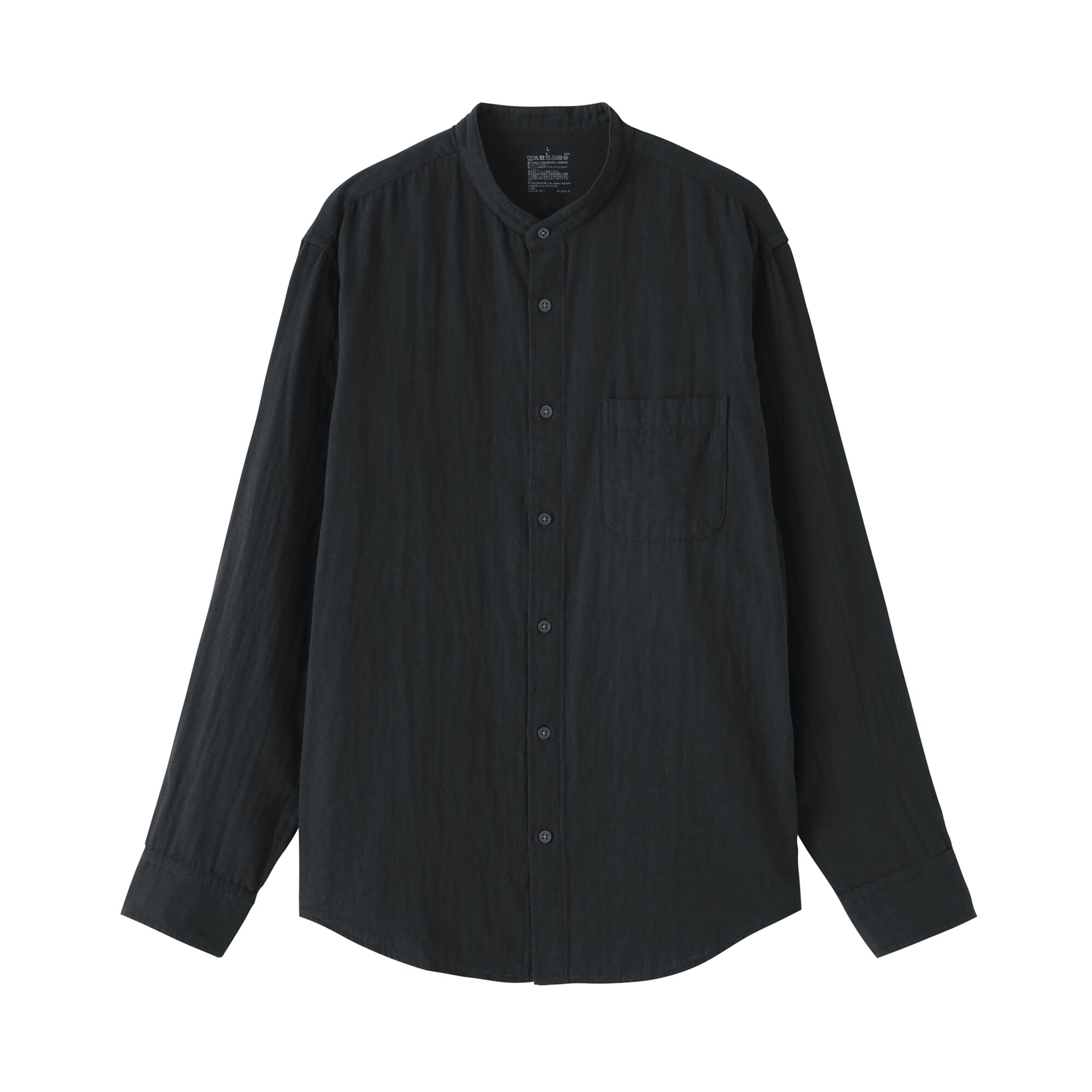 紳士　カポック混二重ガーゼスタンドカラー長袖シャツ（ＯＳ）