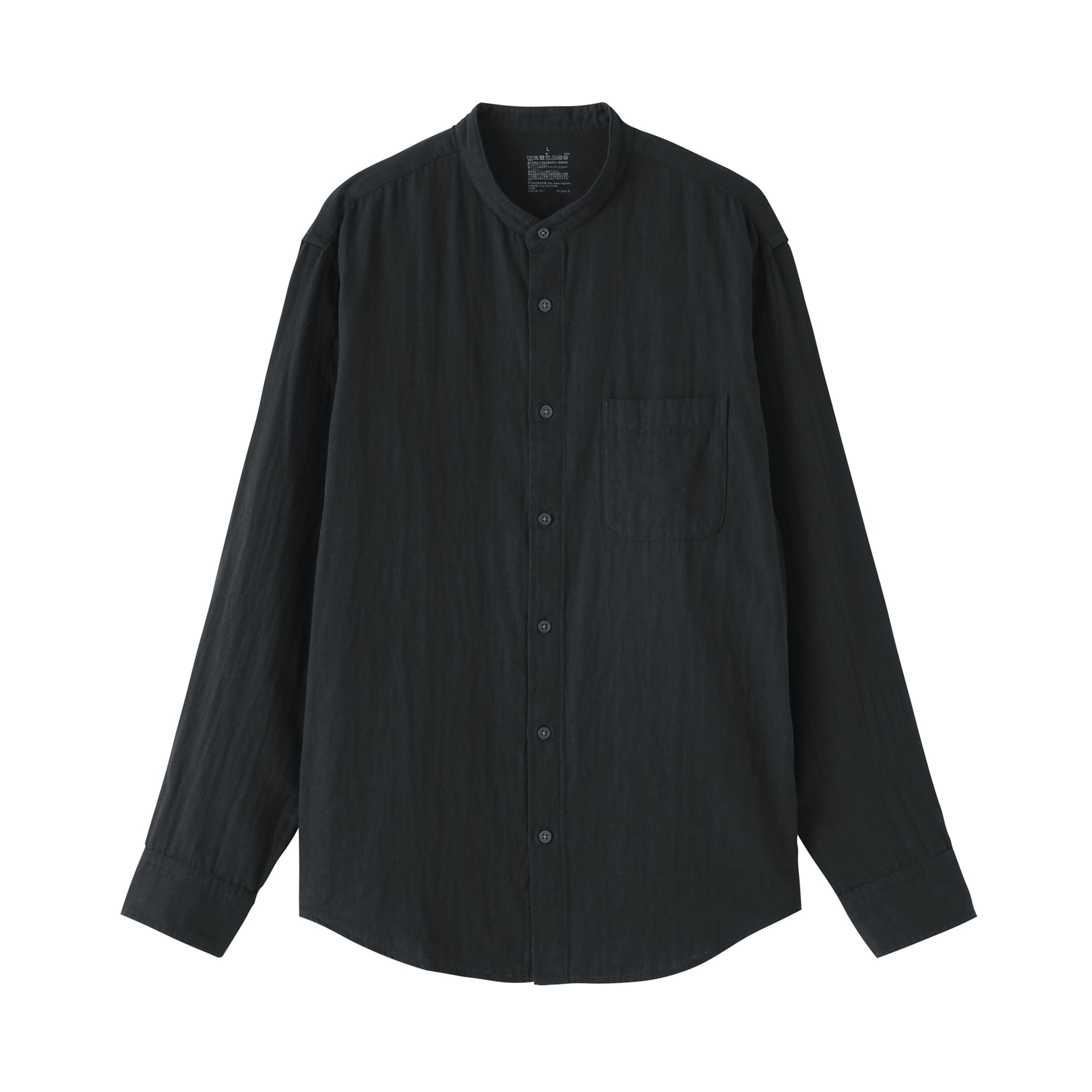 紳士　カポック混二重ガーゼスタンドカラー長袖シャツ（ＯＳ）