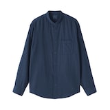 紳士　カポック混二重ガーゼスタンドカラー長袖シャツ（ＯＳ）