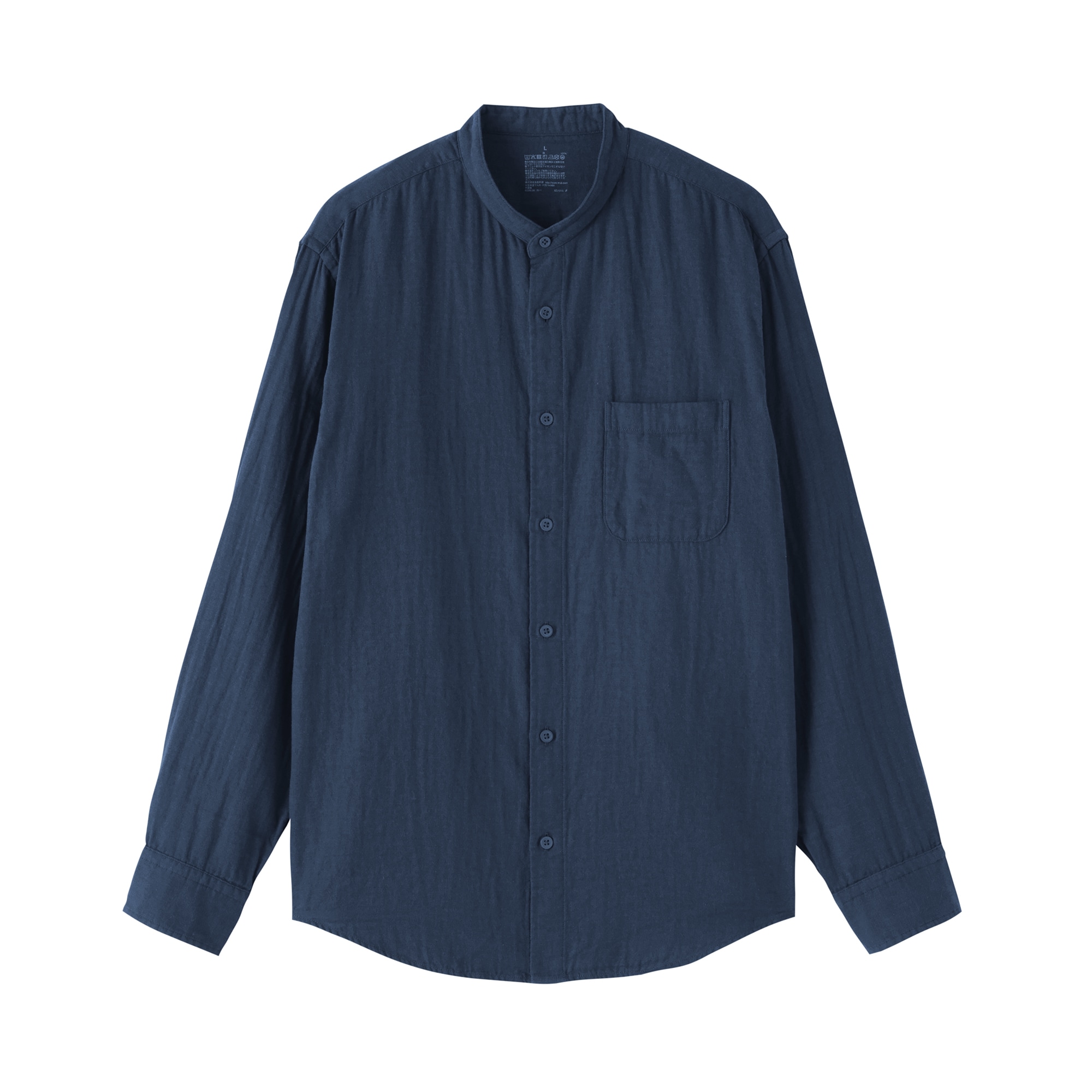 紳士　カポック混二重ガーゼスタンドカラー長袖シャツ（ＯＳ）