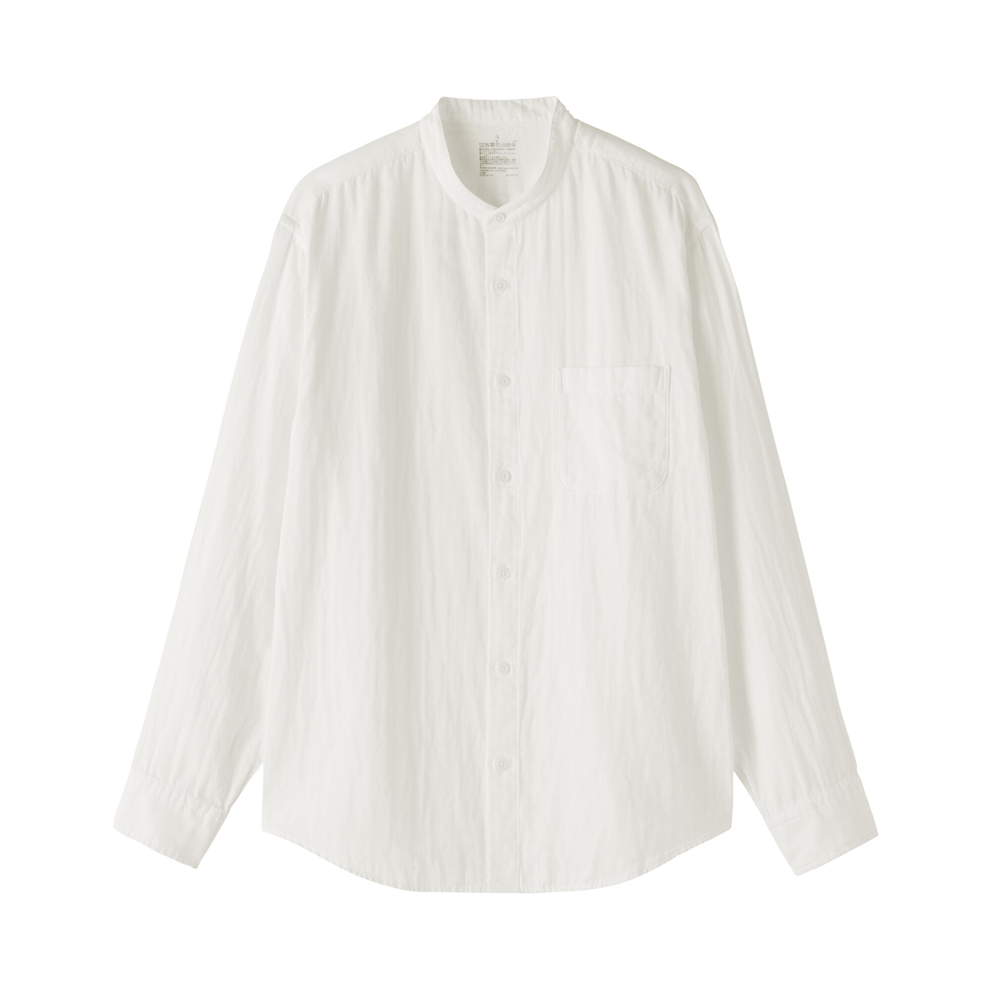 紳士　カポック混二重ガーゼスタンドカラー長袖シャツ（ＯＳ）